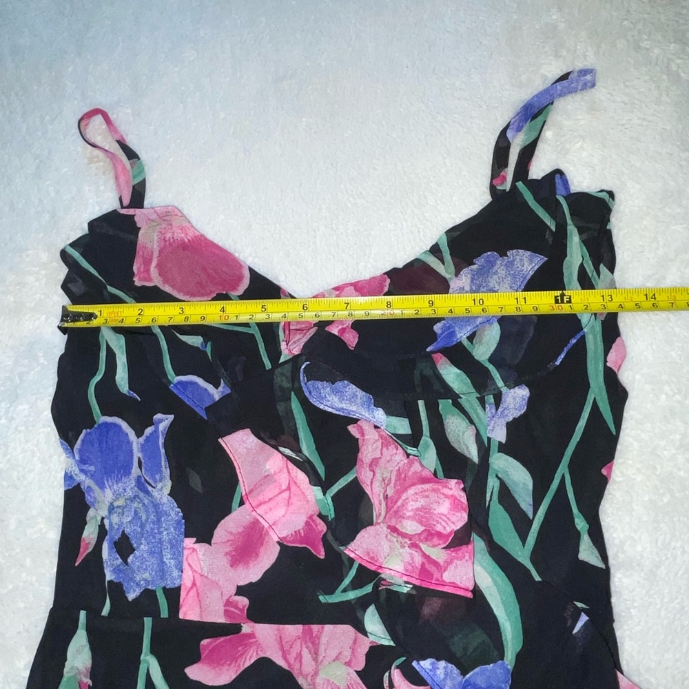 Lulu’s Elegant Bliss Black Dark Floral‎ Print Ruffled Sleeveless Maxi Dress - Picture 8 of 10